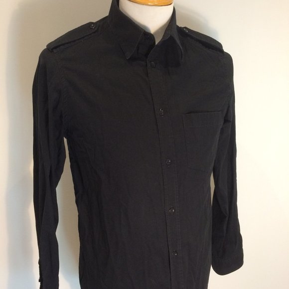 A.P.C. Paris Black Epaulet Shirt - Picture 1 of 4